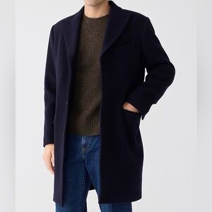 J.Crew Mens 100% Wool Navy Blue Overcoat NWT